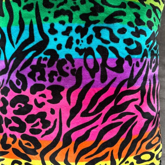 Lisa Frank Inspired Rainbow Leopard Print Decorative Pillow - Picture 3 of 5